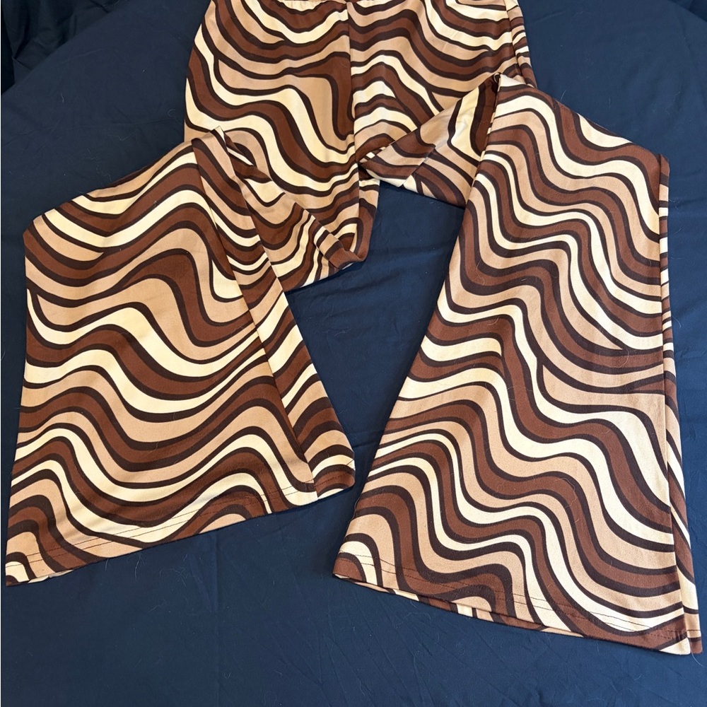 Shosho Brown and Cream Wave Pattern Pants